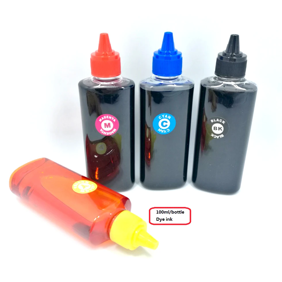 YOTAT 4*100ml Bottle Dye Ink Refill Kit For Epson CX5900 TX209 TX210 TX213 TX219 TX220 TX228 TX300F TX400 TX409 TX410 printer