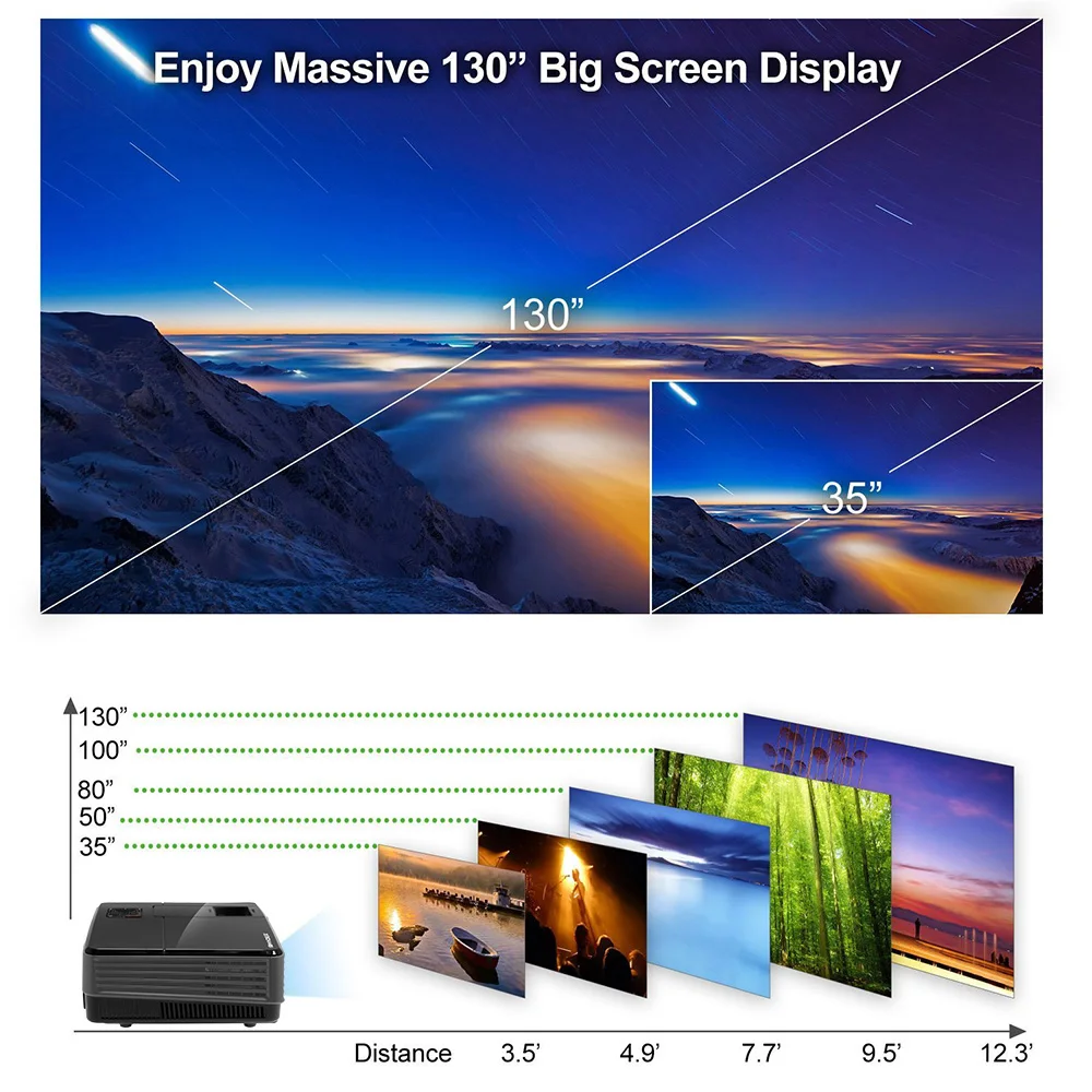 A3 + AB портативный Android WIFI Bluetooth видео проектор 4000 люмен Full HD для домашнего