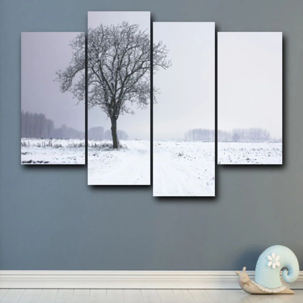 Laeacco Ice Snow world Tree Картина на холсте украшение для дома настенная живопись картина