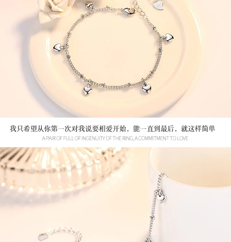925 пробы, серебряный, крошечное сердце, женский браслет, Armbanden, браслет для любви, Braslet, подарок на День святого Валентина для девушек, Braslet SB016