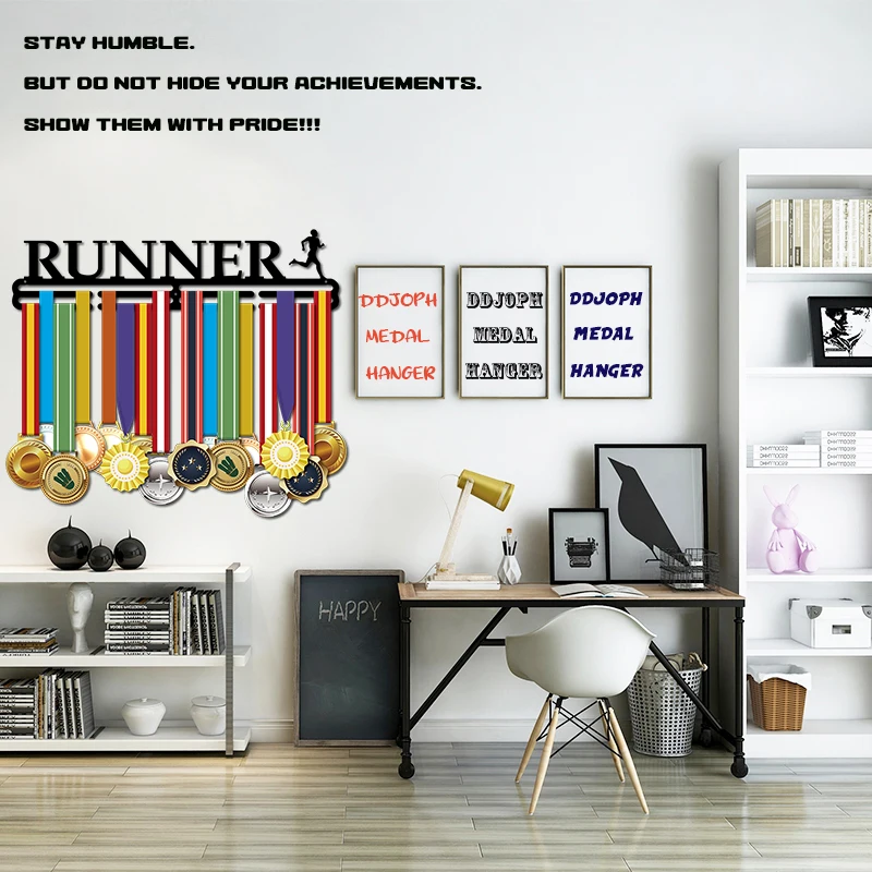 

46cm L Runner medal hanger Hold 32+medals Metal medal holder Runner medal display rack