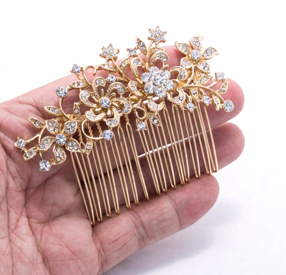 Женский гребень для волос свадьбы шпильки аксессуары с прозрачными стразами 2251R |