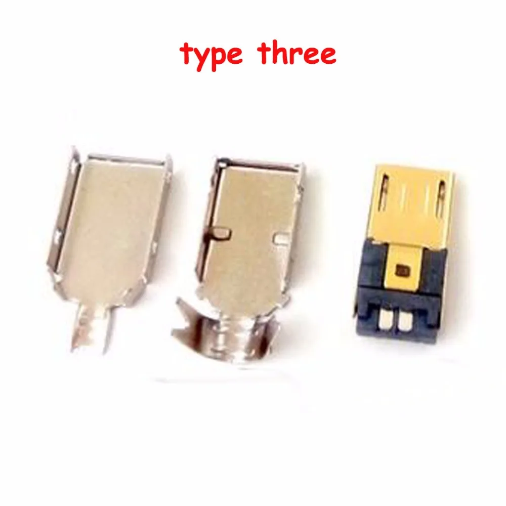 5 компл./лот позолоченный 3 в 1 micro 5p usb Штекерный разъем с металлической оболочкой