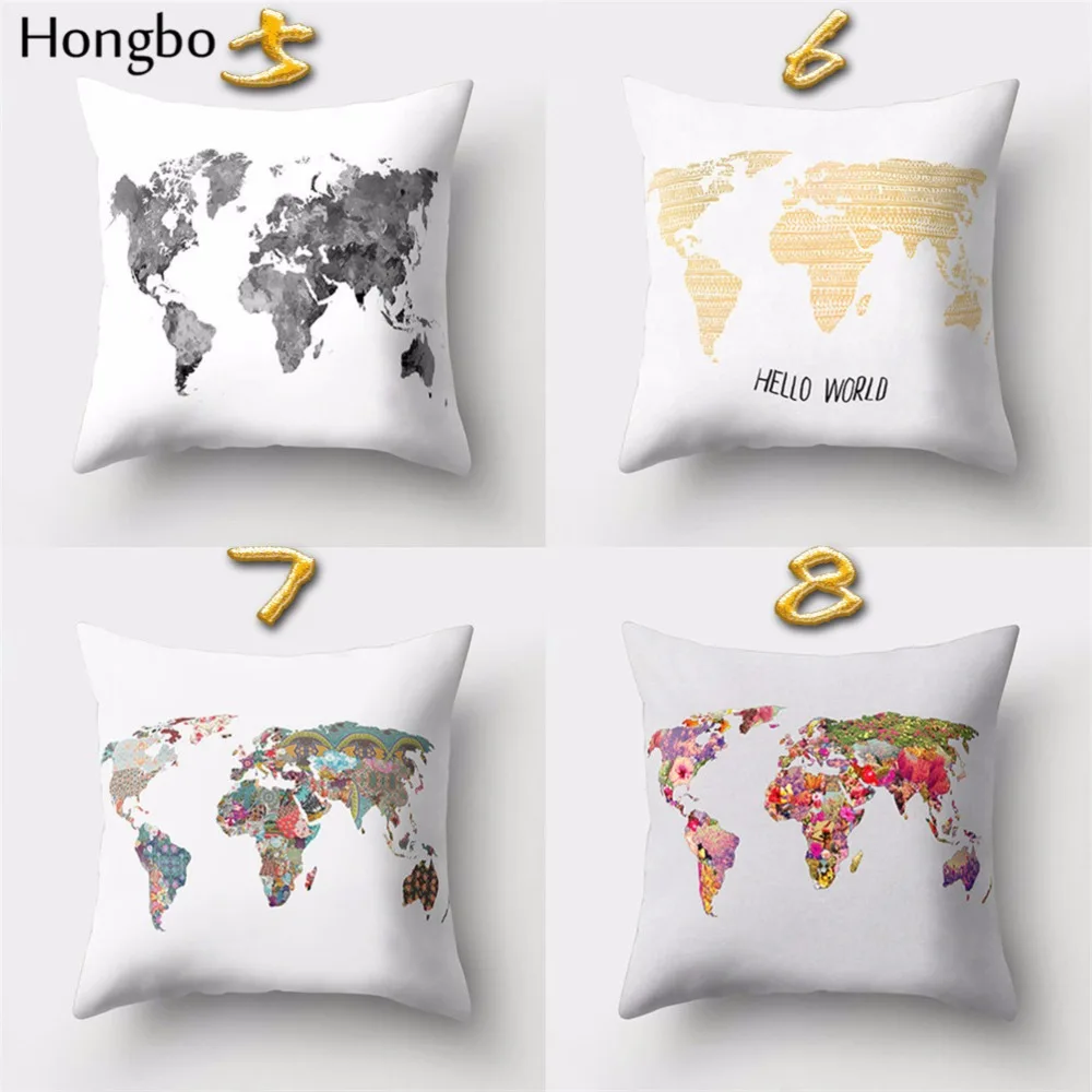 Hongbo 1 шт. винтажный цветной чехол для подушки в стиле карты мира с узором из