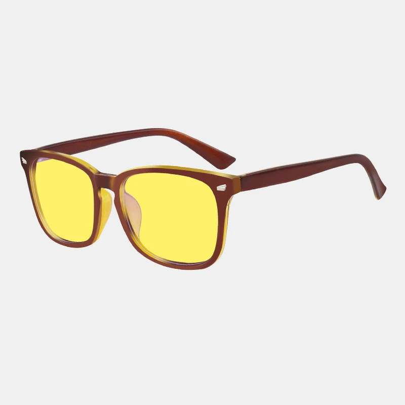 C7-Brown-Yellow Королевская девушка анти синие очки с подсветкой женские мужские классические квадратные солнцезащитные очки компьютерная игра для чтения ночного видения очки ботаника os013 - Цвет оправы: C7-Brown-Yellow