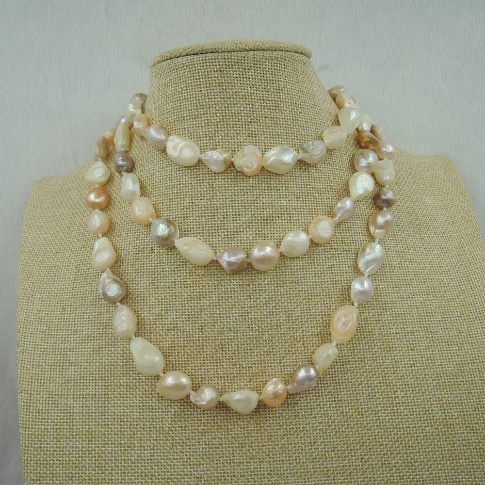 100% натуральный пресноводный жемчуг длинное ожерелье-120 см в форме барокко