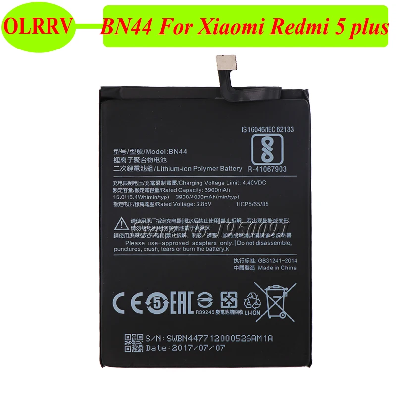 Аккумулятор для Xiaomi Redmi 5 plus BN44 Hongmi Batterie Bateria Batterij аккумулятор 4000 мАч|Аккумуляторы