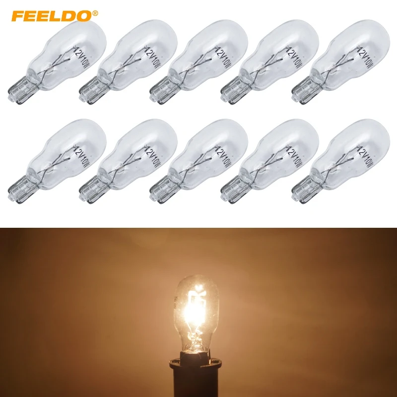 FEELDO 10PCS Car T13 Wedge 12V 10W Halogen Bulb External Halogen Lamp Replacement Dashboard Bulb Light #HQ1309