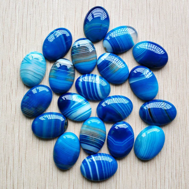 Wholesale 20pcs/lot fashion stripe blue onyx Oval CAB CABOCHON beads for ring earring jewelry Accessories making 18x25mm free