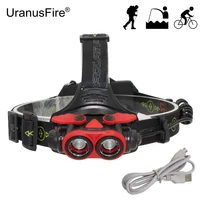 usb rechargeable zoomable headlamp 2x xm l t6 led zoom headlight head lamp light with usb charging cable