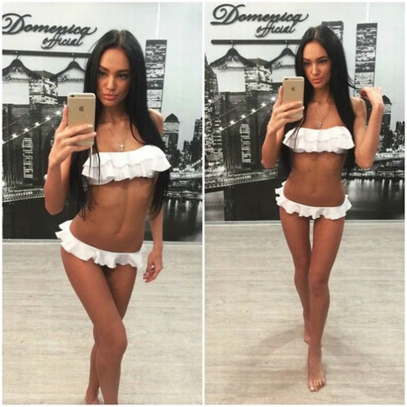 Сексуальный бандо купальные костюмы с оборками набор оборки Maillot De Bain Femme 2018