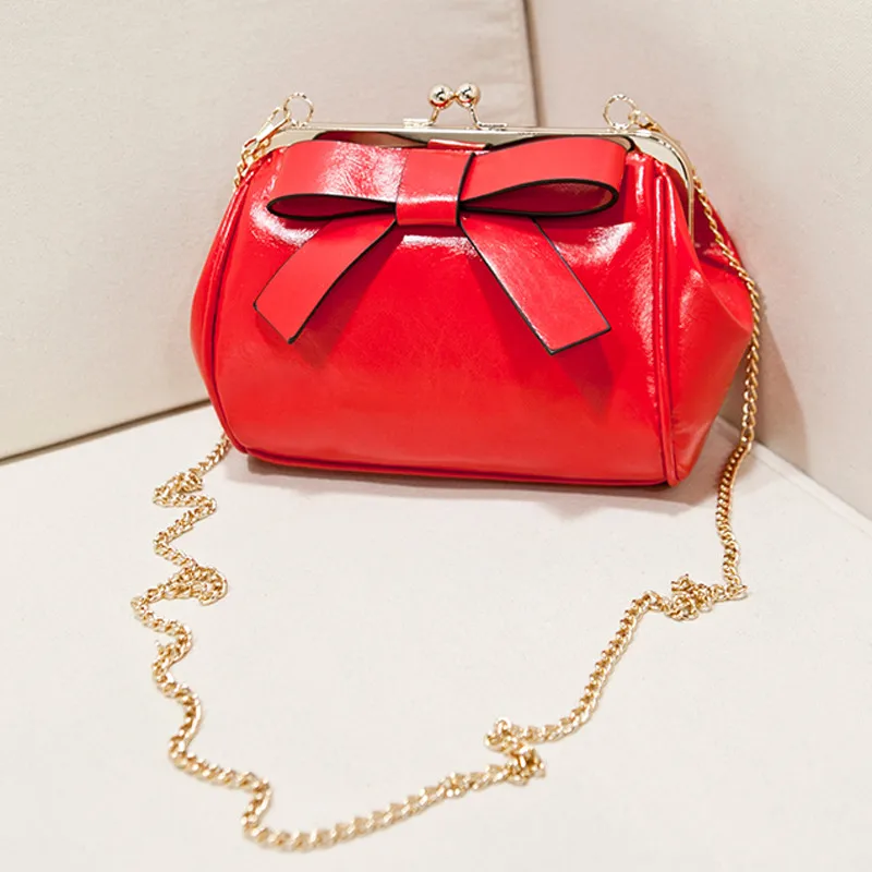UKQLING Chain Bag Frame Women Messenger Bags with Bow Mini Purse Handbag Lady Clutches Candy Color Crossbody Small Phone | Багаж и сумки