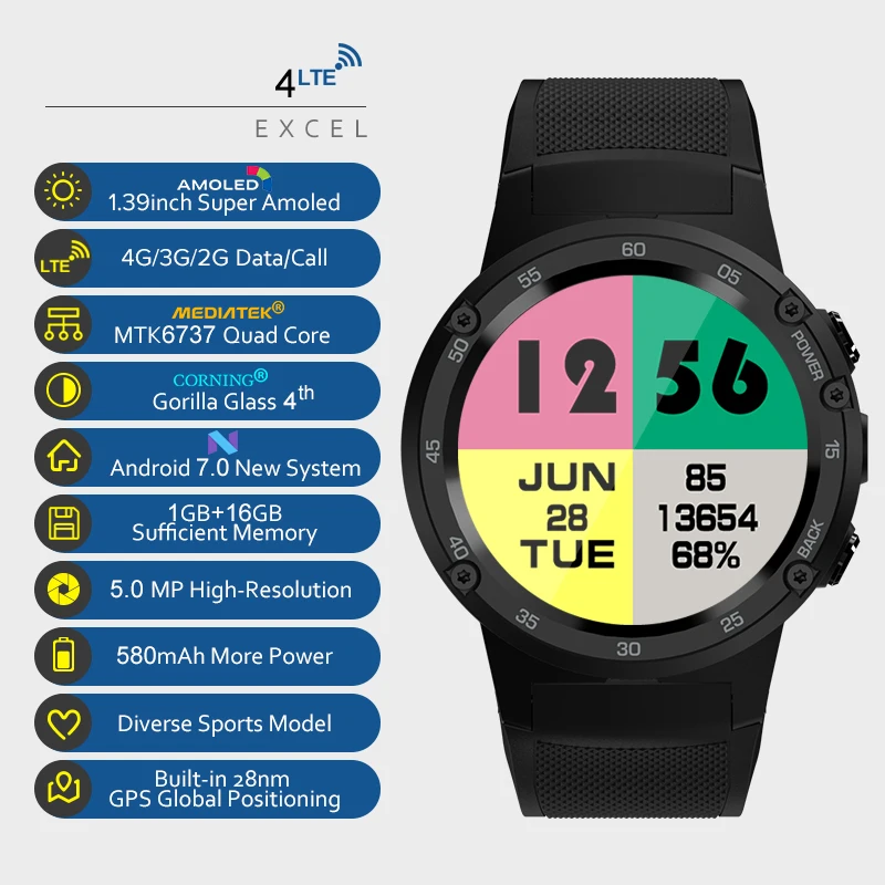 Смарт часы 4G lte с GPS Wi Fi Bluetooth 1 + 16 Гб|Смарт-часы| |