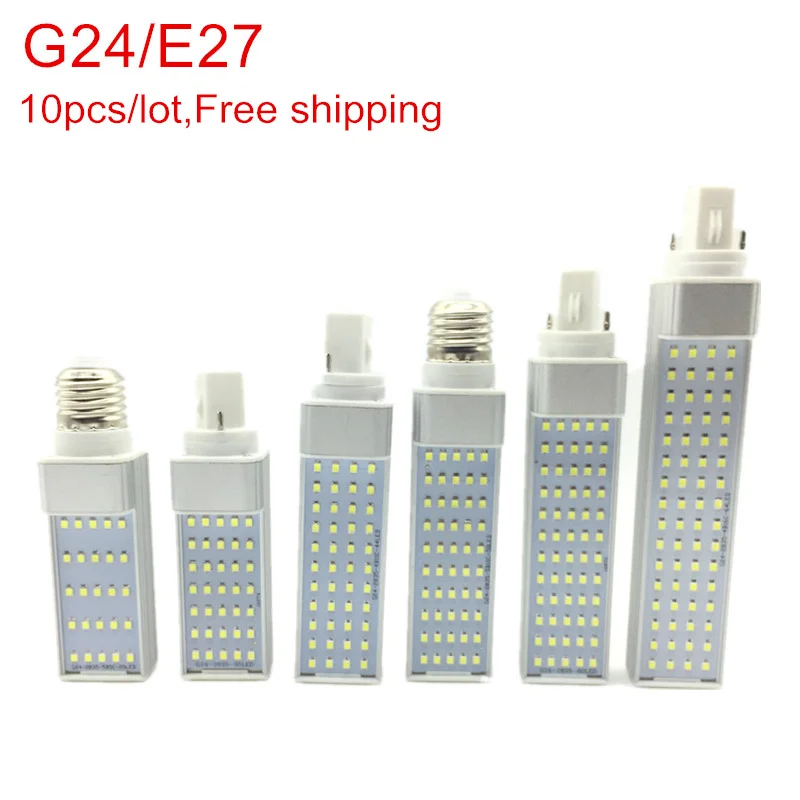 10 шт. G24 Светодиодные лампы 7 Вт 9 11 13 15 18 E27 светодиодные SMD 2835 прожектор 180 градусов