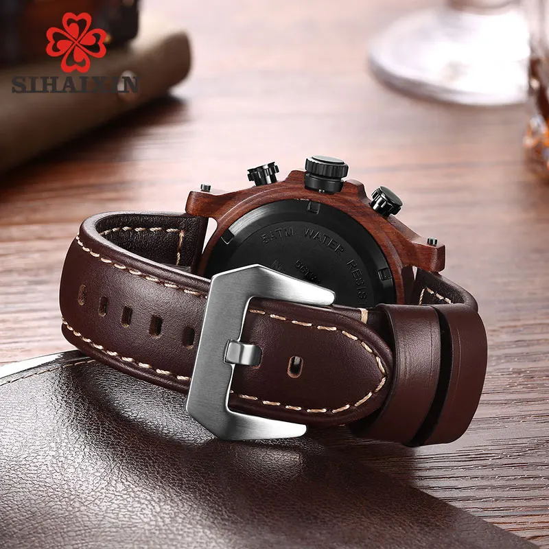 SIHAIXIN деревянные мужские часы Топ бренд класса люкс Horloges Mannen хронограф кварцевые
