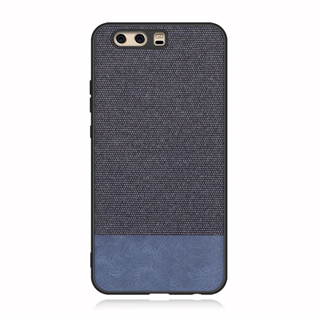 Blue with Blue PU Чехол для huawei P10 Мягкий ТПУ Край холст задняя крышка модная матерчатая ткань чехол для huawei P10Plus P10 Plus чехол для телефона - Цвет: Blue with Blue PU
