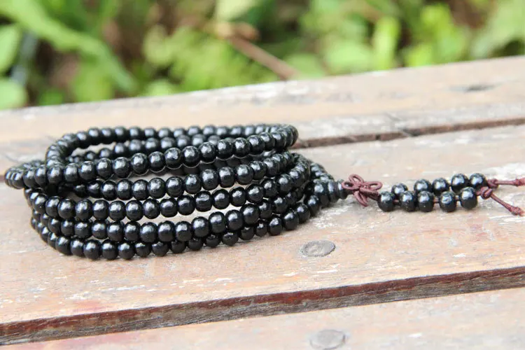 4 мм Тибетский буддизм 216 черное дерево Mala ожерелье|mala necklace|necklace necklacewood necklace |
