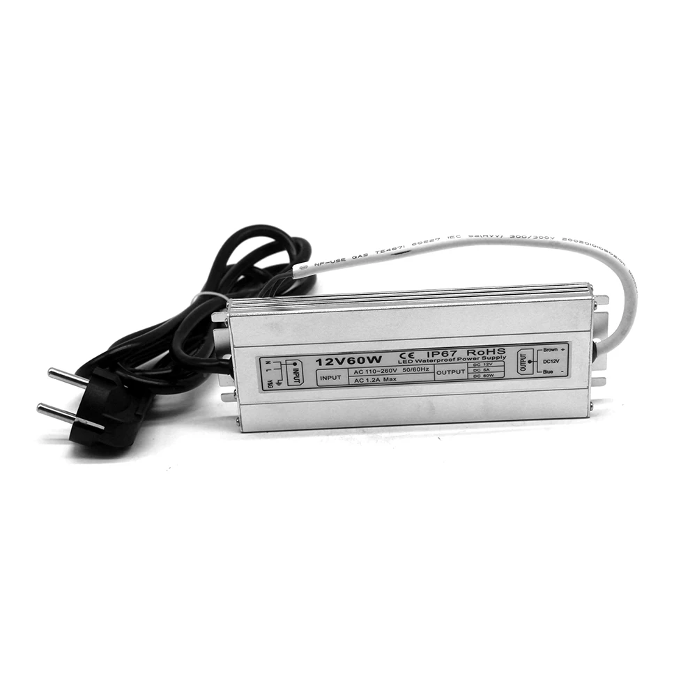 Водонепроницаемый IP67 Импульсный источник питания DC12V 60 Вт 100 120 150 трансформаторы