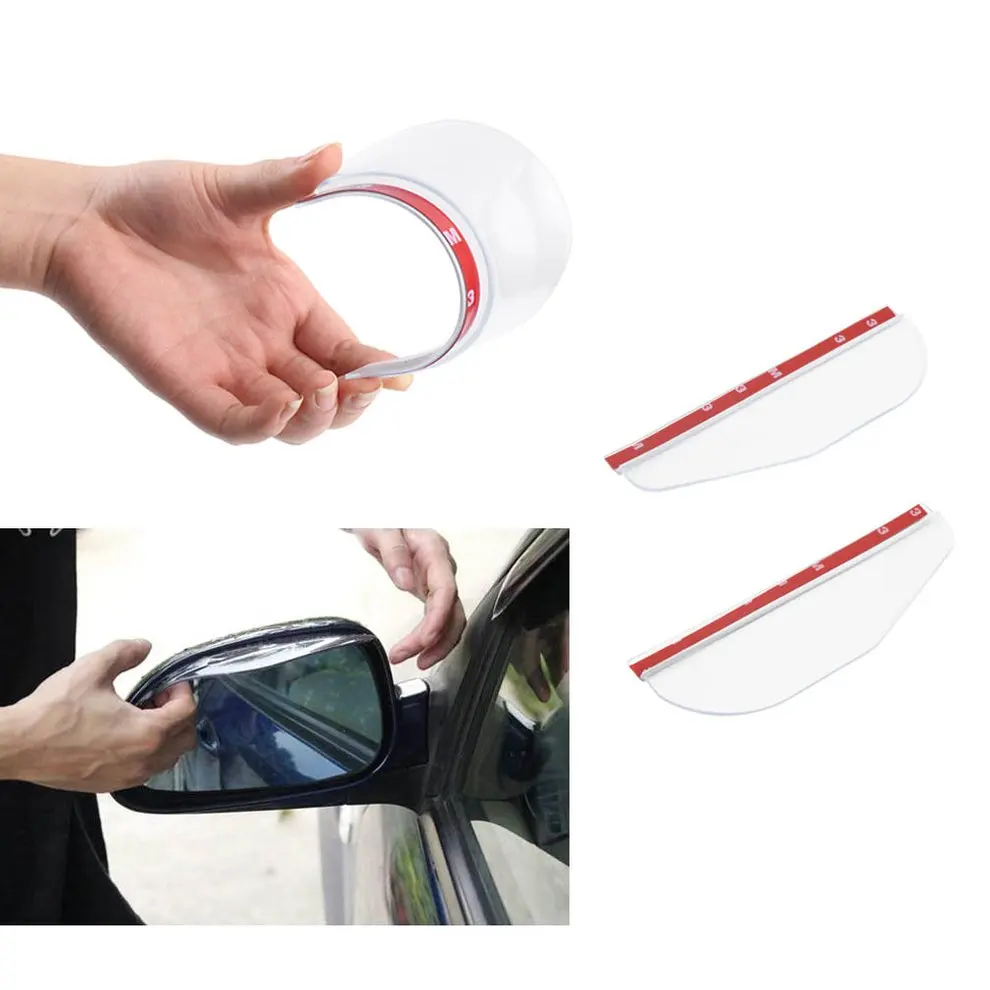 

2Pcs/set Car Rain Shield Flexible Rubber Rearview mirror Rain Shade Water Guard Shower Blocker Cover Sun Visor Shade