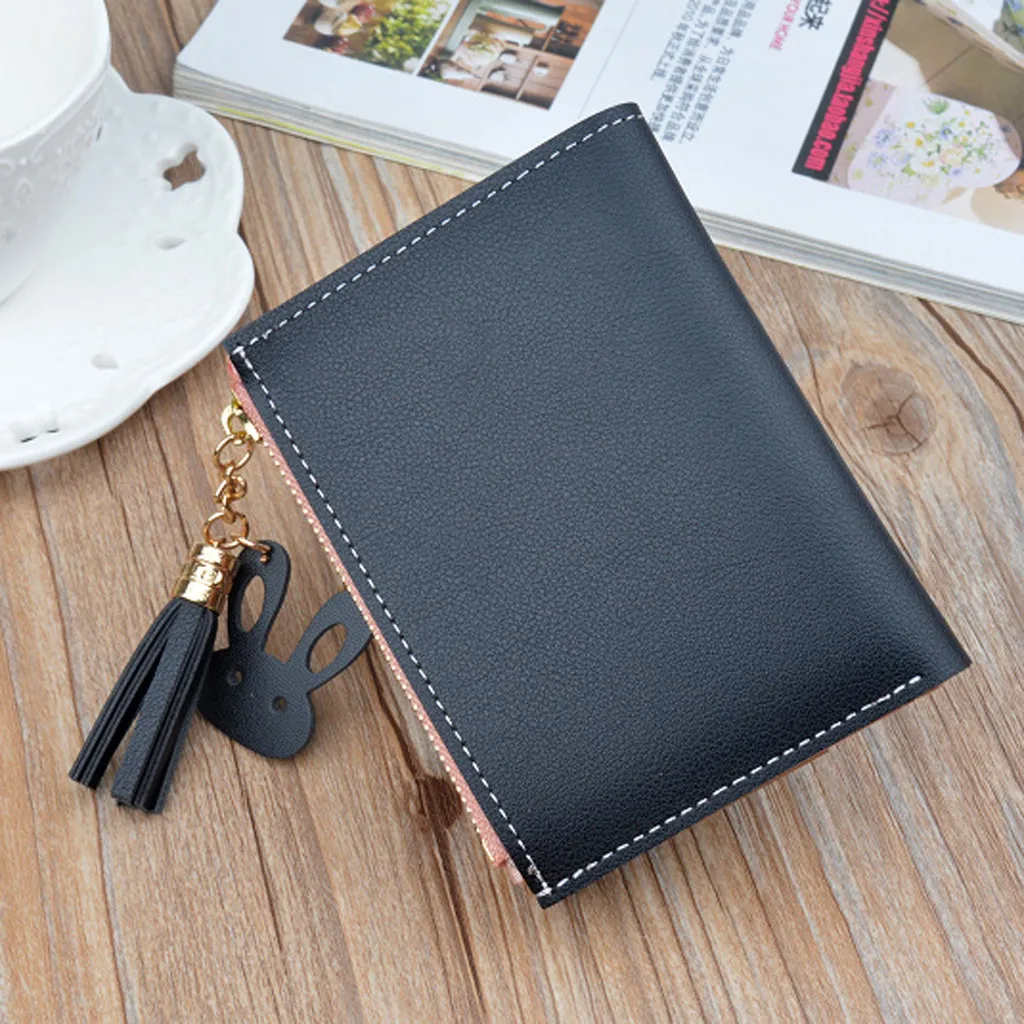 Модные новые женские кошельки Короткие Кошельки на молнии Лоскутные с панелями