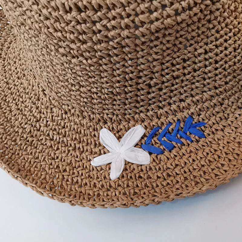 Женская Соломенная шляпка Bikinx элегантная круглая пляжная с широким плетением