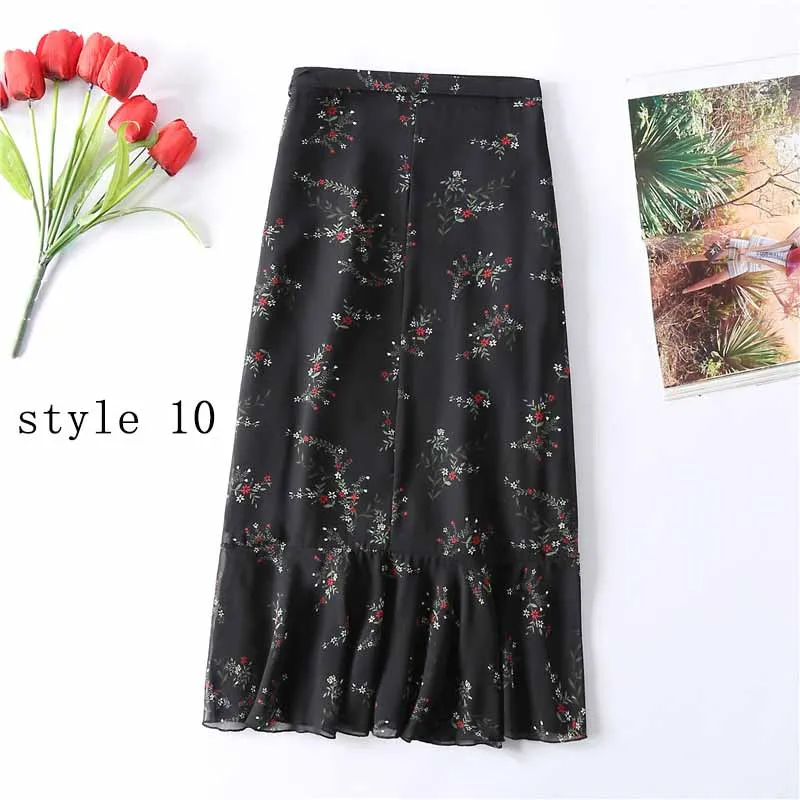style10 Bella Philosophy летние модные женские в стиле бохо с высокой талией рубашки с цветочным принтом шифоновые женские юбки на шнуровке стандартная юбка - Цвет: style10