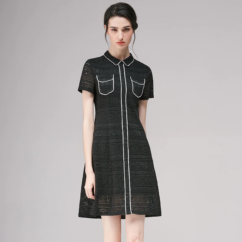 Yerad элегантный Для женщин Офисные женские туфли платье vestidos отложным воротником