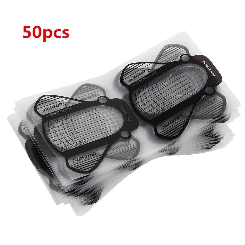 50 pcs 20/50/100 шт наращивание ногтей формы пресс-формы для наращивания ногтей Гель-Маникюр от французского бренда Топ трафарет здания наклейки УФ гель для ногтей - Цвет: 50 pcs