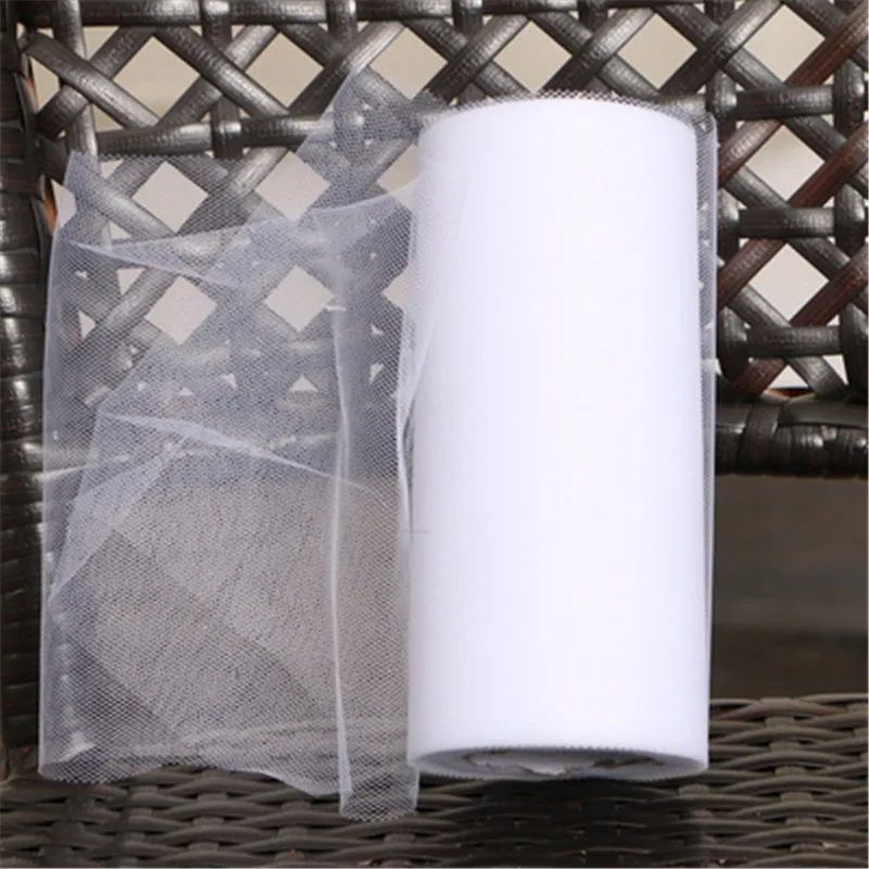 White 22 м* 15 см Mariage пряжа Тюль рулон прозрачной органзы ткань день рождения, мероприятие, вечеринка принадлежности для свадьбы украшения дома - Цвет: White