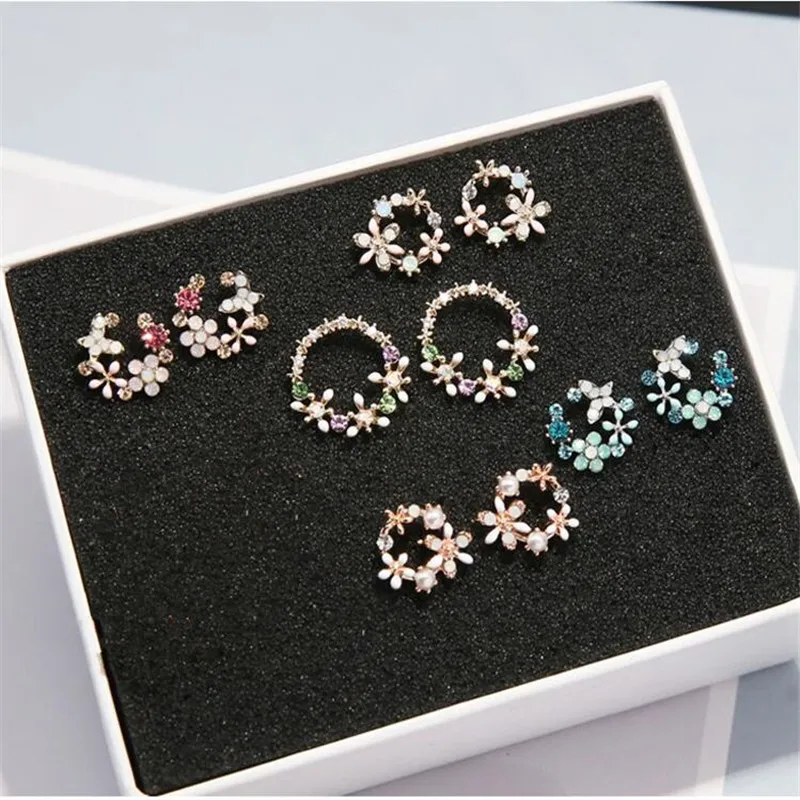 S925 Серебряные серьги иглы Модные лепестки уха шпильки женские Корея сладкий