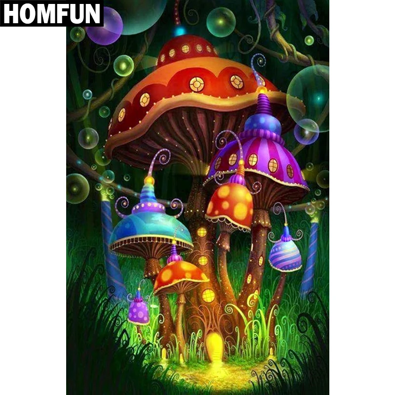 HOMFUN полностью квадратная/круглая дрель 5D DIY Алмазная картина &quotгрибной домик&quot
