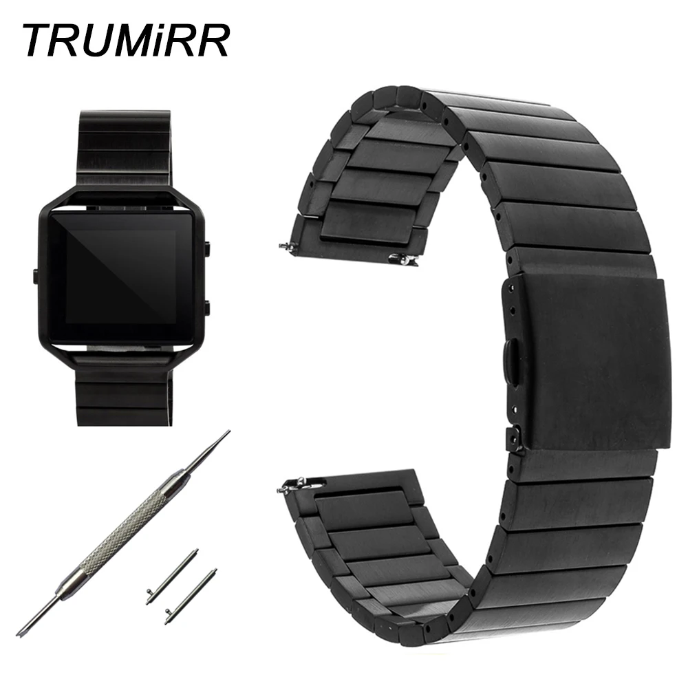 

23mm Quick Release Watchband for Fitbit Blaze Smart Fitness Watch Band Stainless Steel Strap Bracelet Black Rose Gold Silver