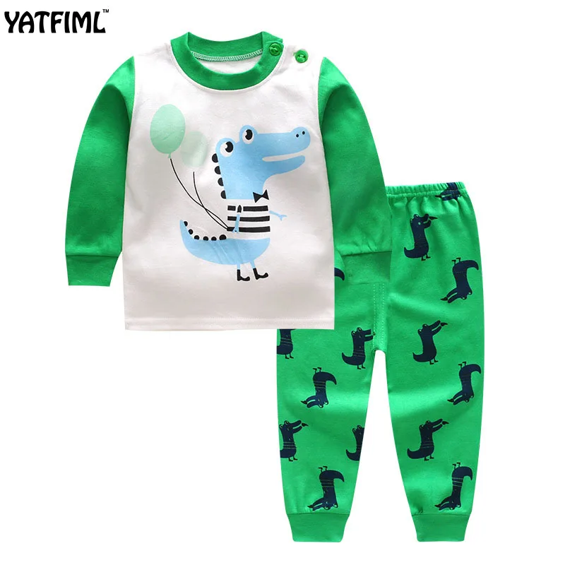 YAFIML 2017 Autumn Winter pajamas for girls boys toddler baby set Children sleepwear top+pants 2pcs 100%cotton knitted |
