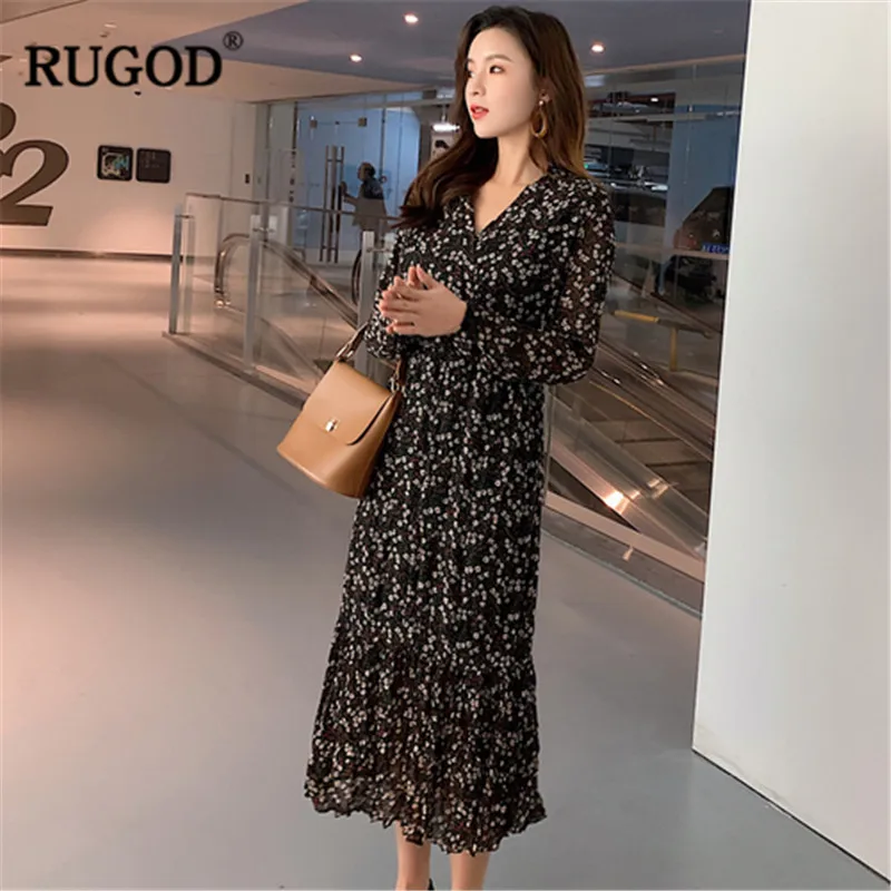 Женское винтажное офисное платье RUGOD элегантное плиссированное до середины икры