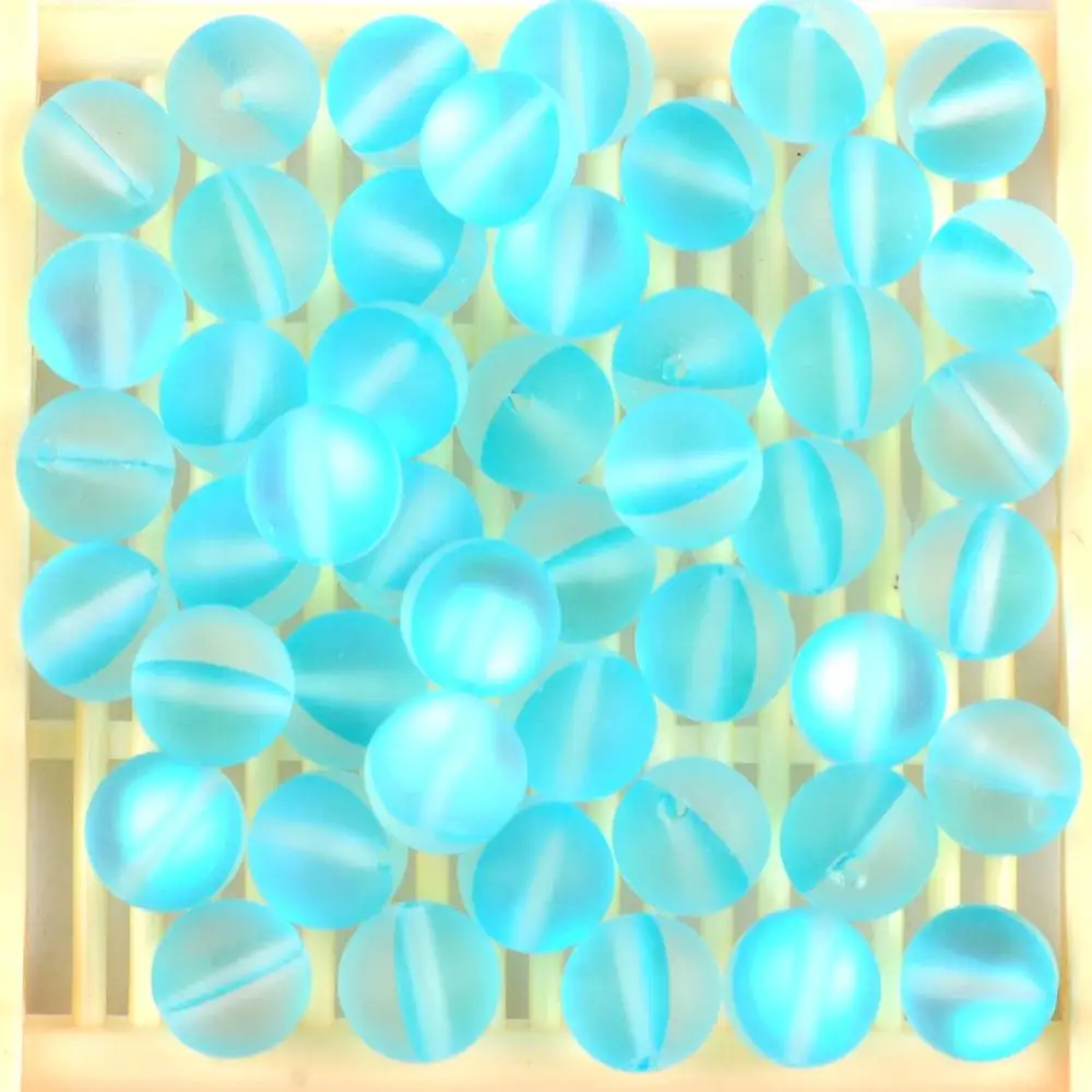 Matte Lake Blue Гладкий матовый ассорти из австрийского кристалла, Круглый бисер для изготовления ювелирных изделий 6 8 10 12 мм блестящие бусины из лунного камня Diy браслет - Цвет: Matte Lake Blue