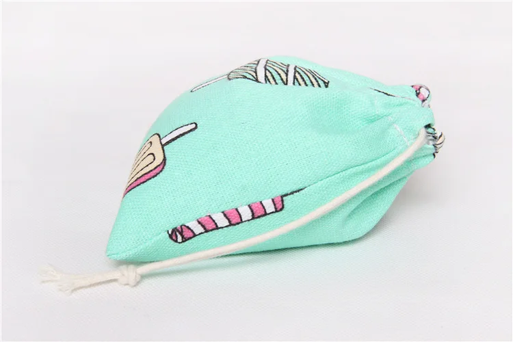 2016 Рождество мешок конфет Аквамарин синий лен хлопок drawstring Сумки для Чай сумка