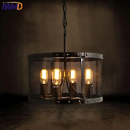 IWHD Style Loft Industrial Hanging Lamp Iron Retro Vintage Pendant Lights Creative 4 Heads Luminaire Suspendu Home Lighting images - 6