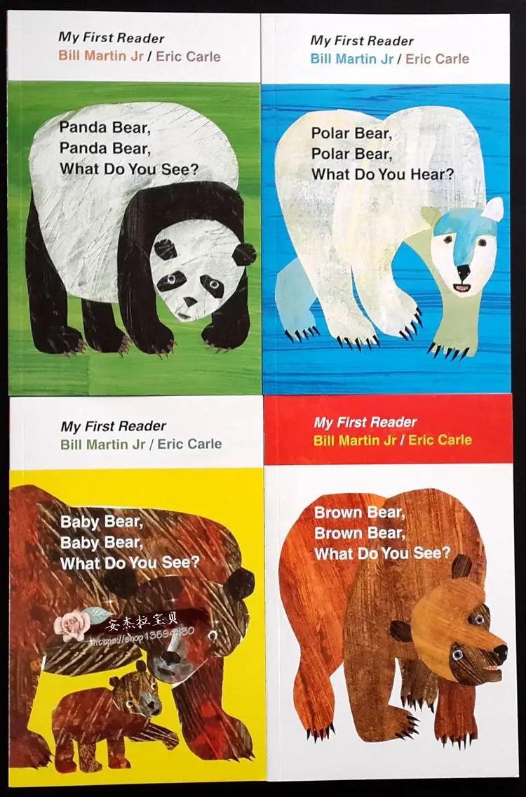 4PCS English book for children My First Reader Mini Library: Brown Bear What Do You See? educational popular | Канцтовары для офиса