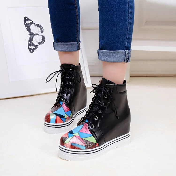 PXELENA/женские готические сапоги на толстой платформе со скрытым каблуком