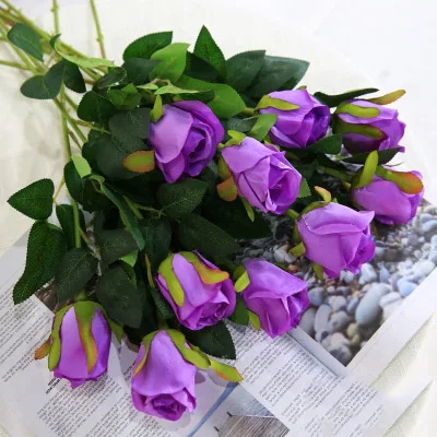 purple bud jb CHENCHENG 11 шт. 48 см искусственная роза искусственный букет из роз для свадьбы украшение дома Пластик Сушеные цветок цветочный орнамент - Цвет: purple bud jb