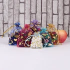 Подарочные сумки из органзы с белым сердечком, 100 шт., мешки для свадебного подарка, 11x16 см, ювелирные изделия из тюля, упаковочные пакеты, бесплатная доставка