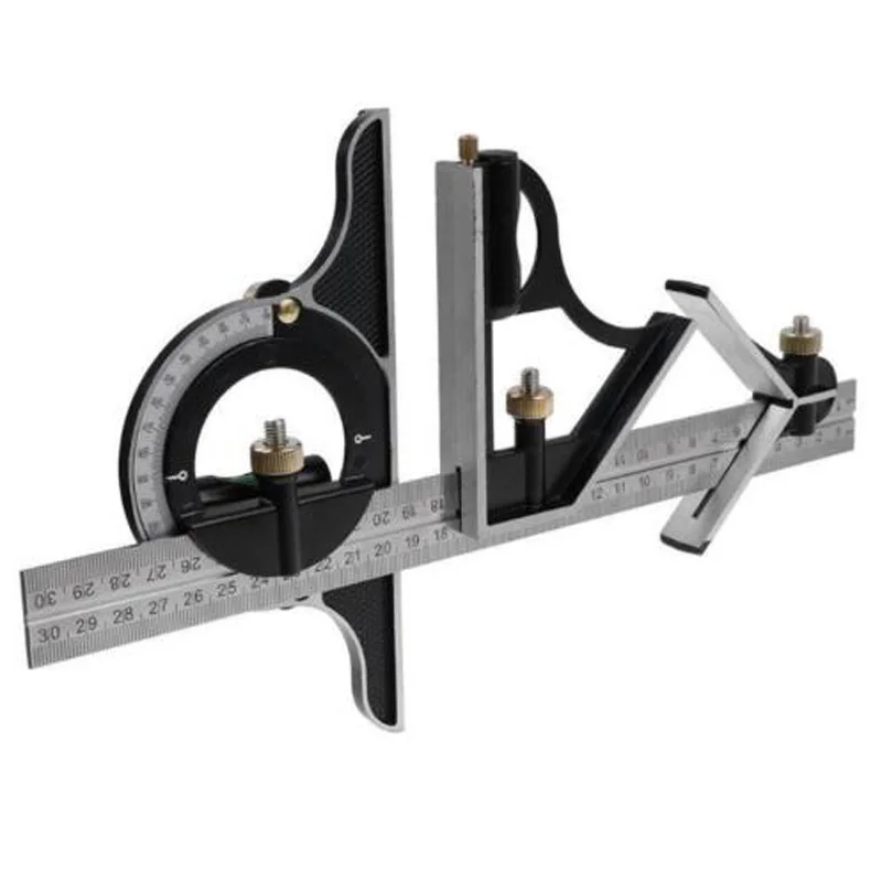 Линейка комбинации Tri квадратный Угол Finder & транспортир уровень Регулируемый