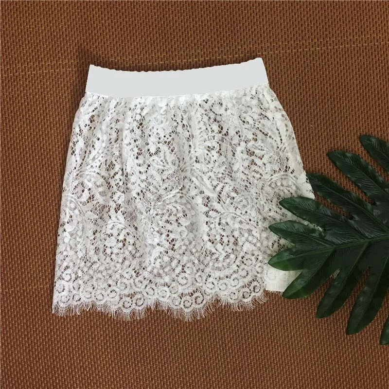 Женская кружевная ажурная юбка пикантная Клубная прозрачная Короткая