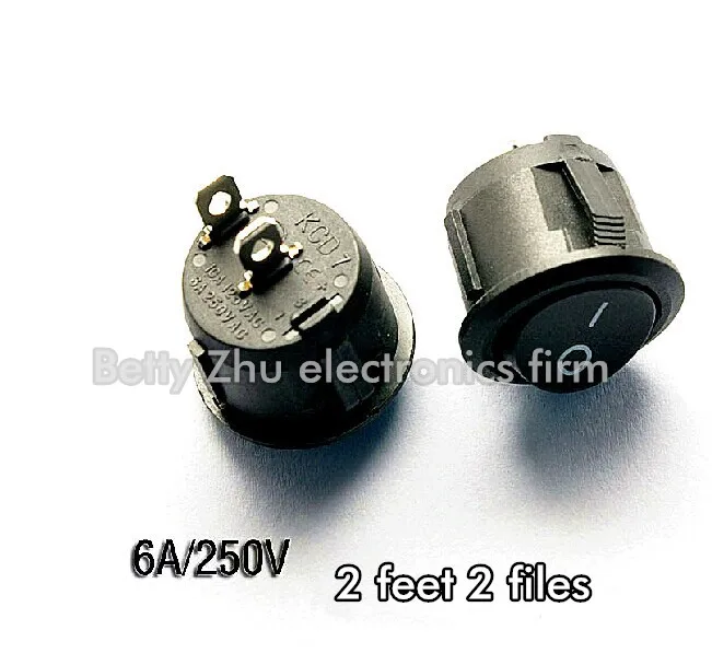 50 шт./лот круглый клавишный выключатель фоточерный 2 фута файла 10A / 125V 6A 250V |