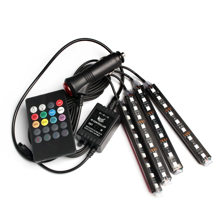 Светодиодная лента RGB для автомобиля декоративная лампа с USB контроллером 12 В 4