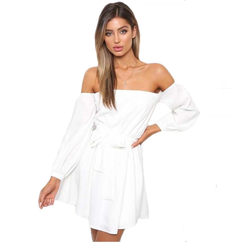 2018 Новое Женское однотонное свободное повседневное мини-платье с длинным