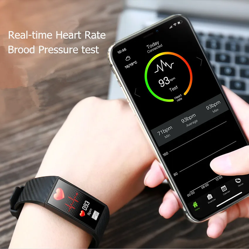 ASKMEER Smart Wristband Large Screen IP68 Bracelet ECG Heart Rate Blood Pressure Monitor Smartwatch for Android IOS | Электроника