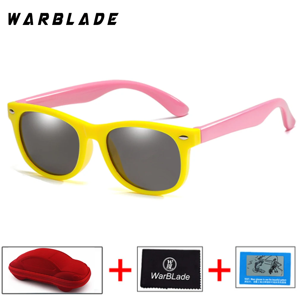 yellow pink Nodare Детские поляризованные солнцезащитные очки TR90 кошачий глаз для мальчиков и девочек солнцезащитные очки силиконовые защитные очки для UV400 очки - Цвет линз: yellow pink