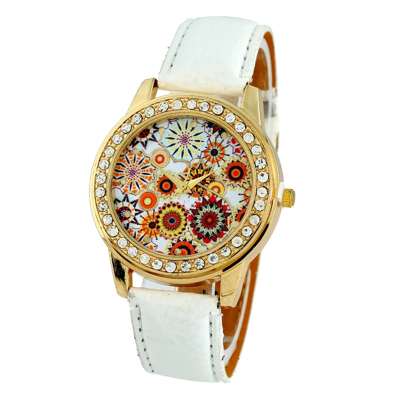 Часы женские кварцевые в стиле хиппи с индийскими цветами|clock fashion|clock retroclock women