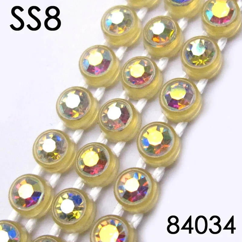 Индеец бисером отделка стразами AB Кристалл Rhinestone полосы 10 метров/карта SS8